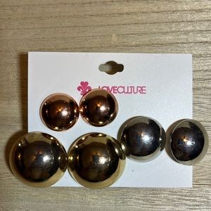 Brand New LOVECULTURE Round Post Earring Set - 3 Pairs